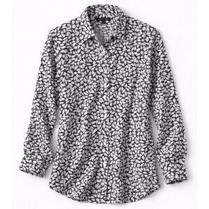 Michael Kors Button Front Shirt Floral Cotton Long Sleeve Blue Size S NWT